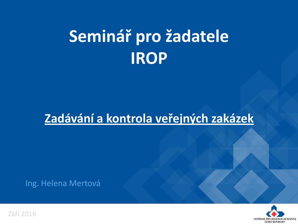 Seminář pro žadatele IROP ppt stáhnout